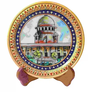 Supreme Court Round Marble Plate with Stand