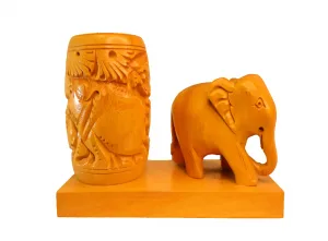 Royal Elephant Wooden Pen Stand