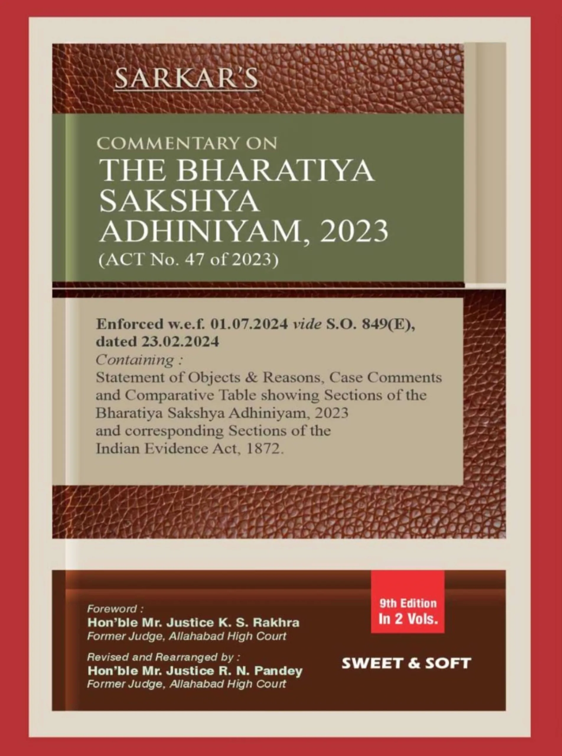 Bharatiya Sakshya Adhiniyam In 2 Vols Reprint-2026