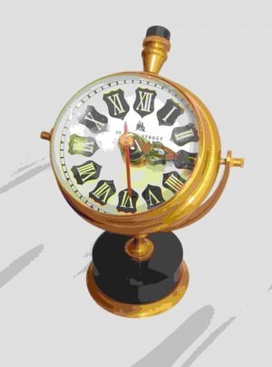 Antique Brass Compass on Rotating Gimbal Stand — Nautical Décor