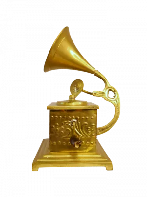 Vintage Brass Hand-Crank Gramophone Music Box