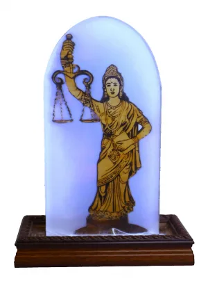 Lady of Justice Desktop Plaque - Legal Desk Ornament