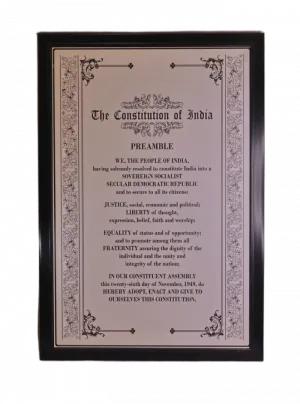 Preamble to the Constitution of India Black frame - Wooden Engraved