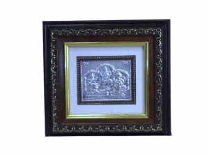 Silver Lakshmi Ganesha Saraswati photo frame