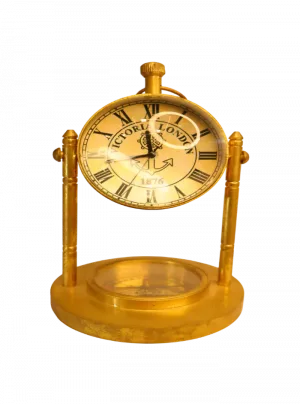Victoria London Brass Table Clock with Compass
