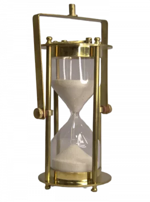 Vintage Brass Hourglass Timer with White Sand