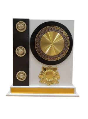 Round Gold Plate Wooden Trophy