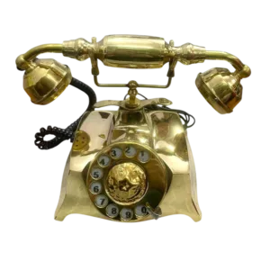 Premium Vintage Brass Rotary Dial Telephone (Classic Desk Model)